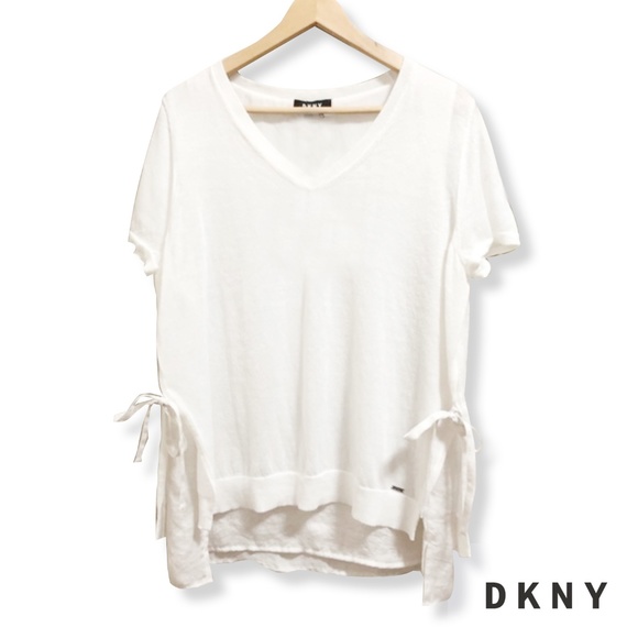 NWOT 🦋 DKNY V-Neck sweater w/side ties | Large - Picture 5 of 12